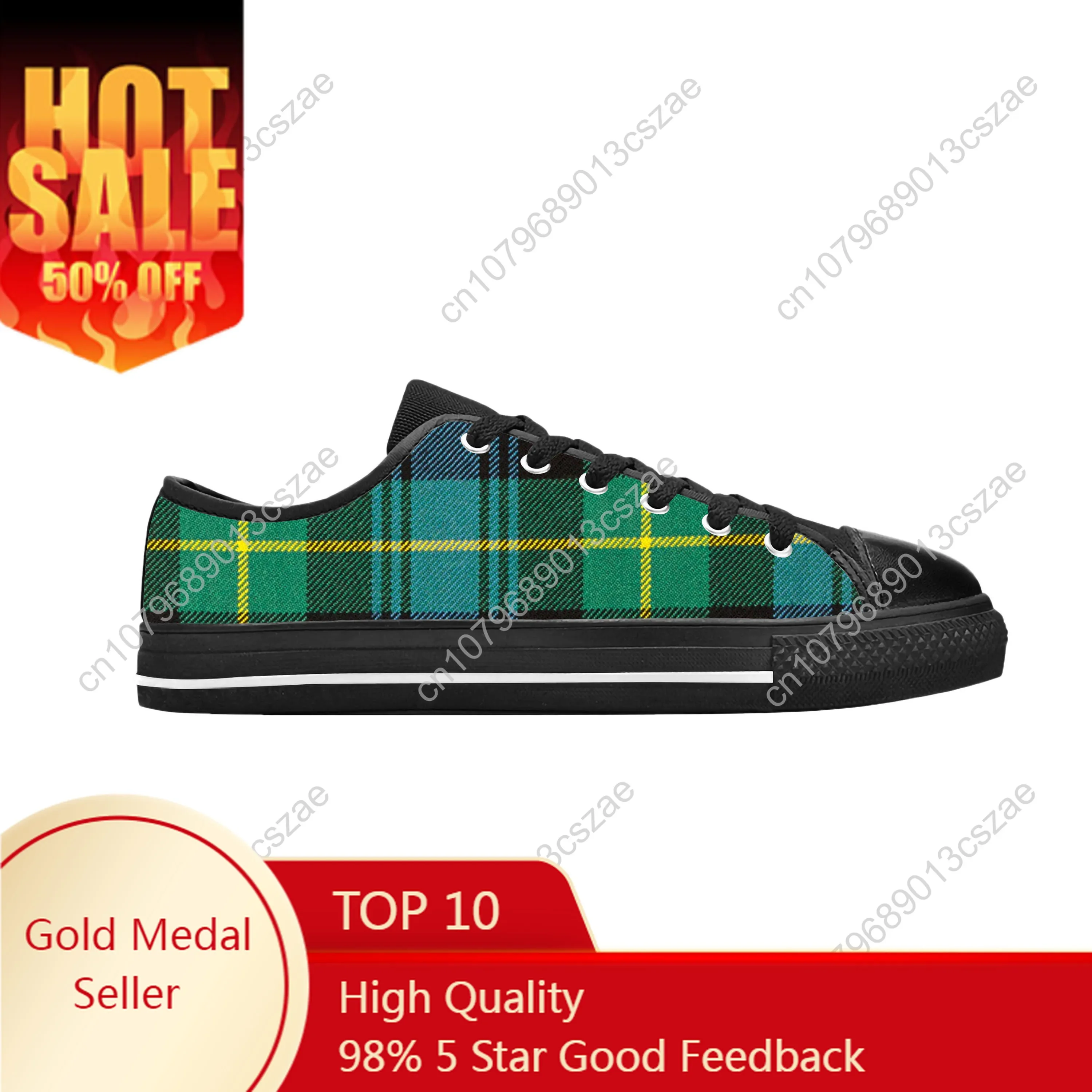 Gordon Scottish Stewart Clan Tartan Plaid Ancient Casual Cloth Shoes Low Top Comfortable Breathable 3D Print Men Women Sneakers