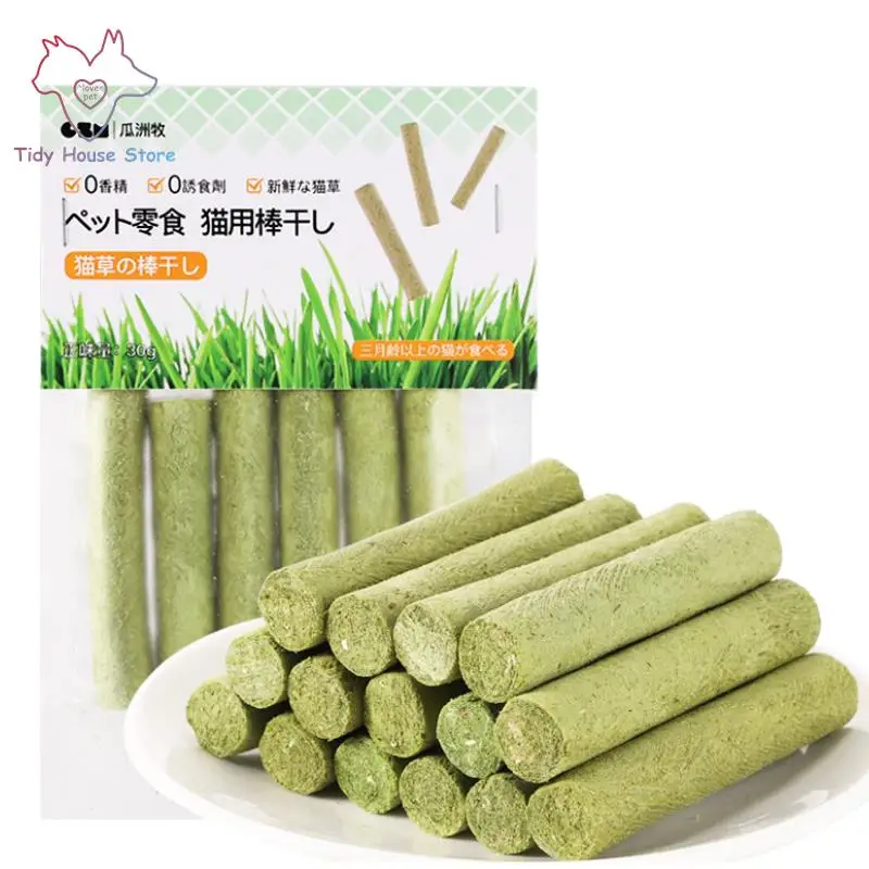 

6PCS Cat Grass Teeth Grinding Stick Pet Snacks Hairball Removal Mild Hair Row Ready To Eat Cat Baby Cat Teeth Cleaning Sticks