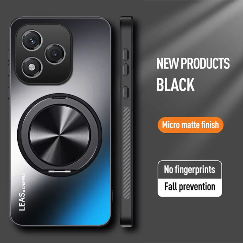 Magnetic Matte Shockproof Case with 360° Rotating Ring Holder and Hard Bumper Shell
