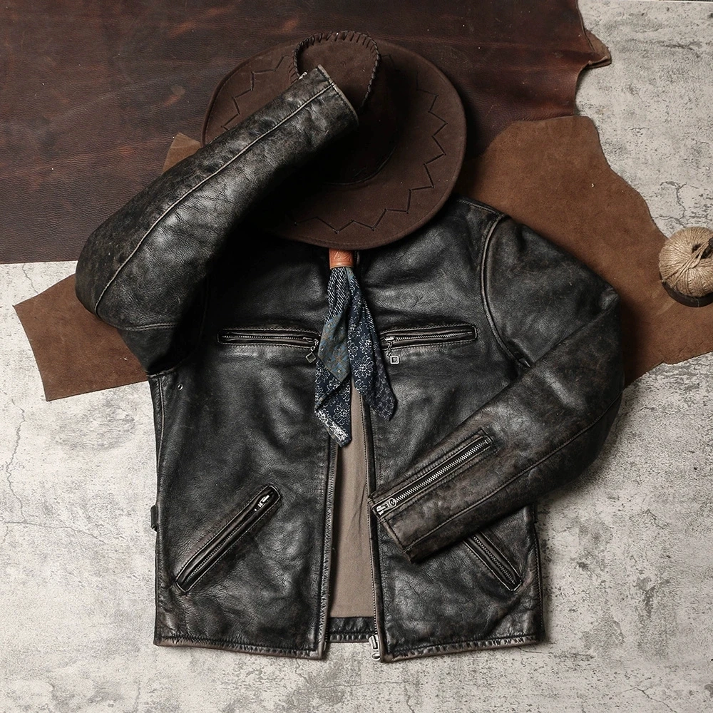 라이더자켓 남성용 레지던트 이블 가죽 재킷, 캐주얼한 PU 가죽 재킷, 오토바이에 어울리는 착용감 8 DSC945 헤비 정품 미국 소가죽 슬림 클래식 소가죽, 스타일리시 라이더 재킷, 최고 품질