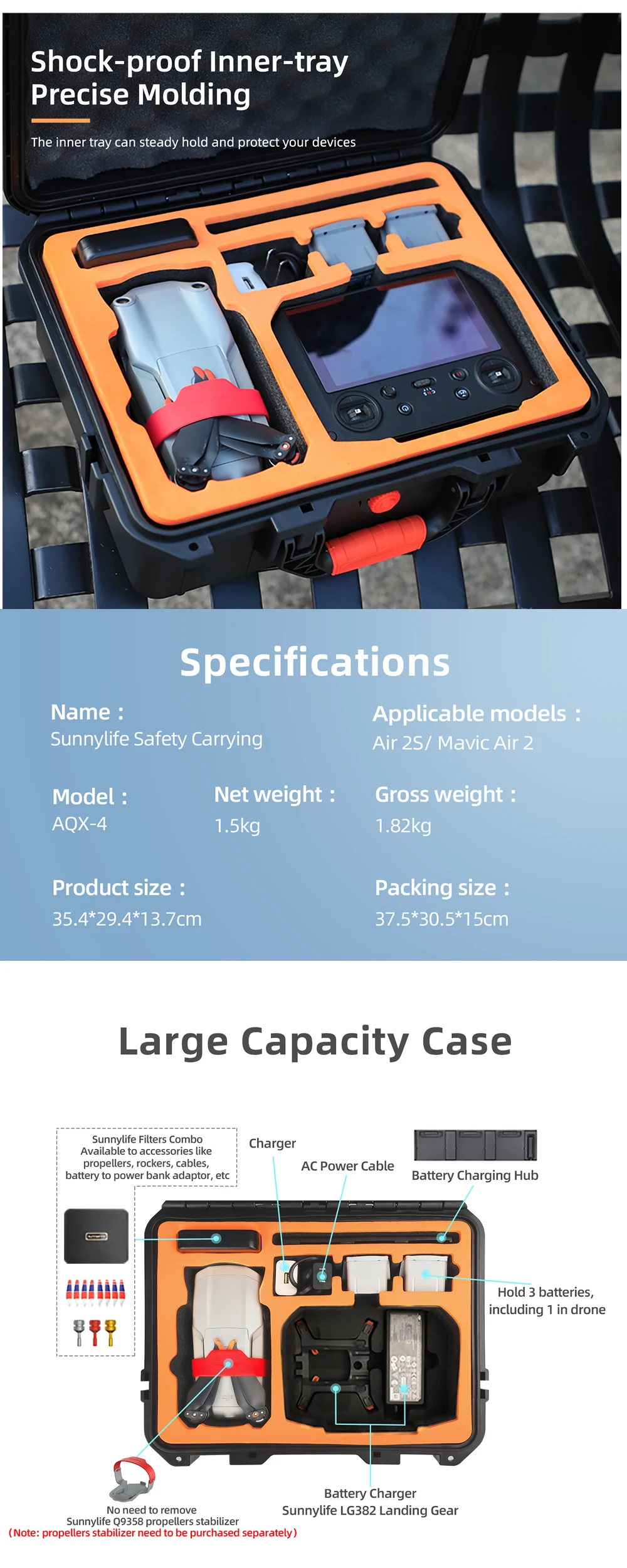 Waterproof Hard Box for DJI Mini 3 Pro /MINI 2/Mavic 3/AIR 2/ AIR 2S/RS 3 Hard Case Accessories Handbag Storage Bag