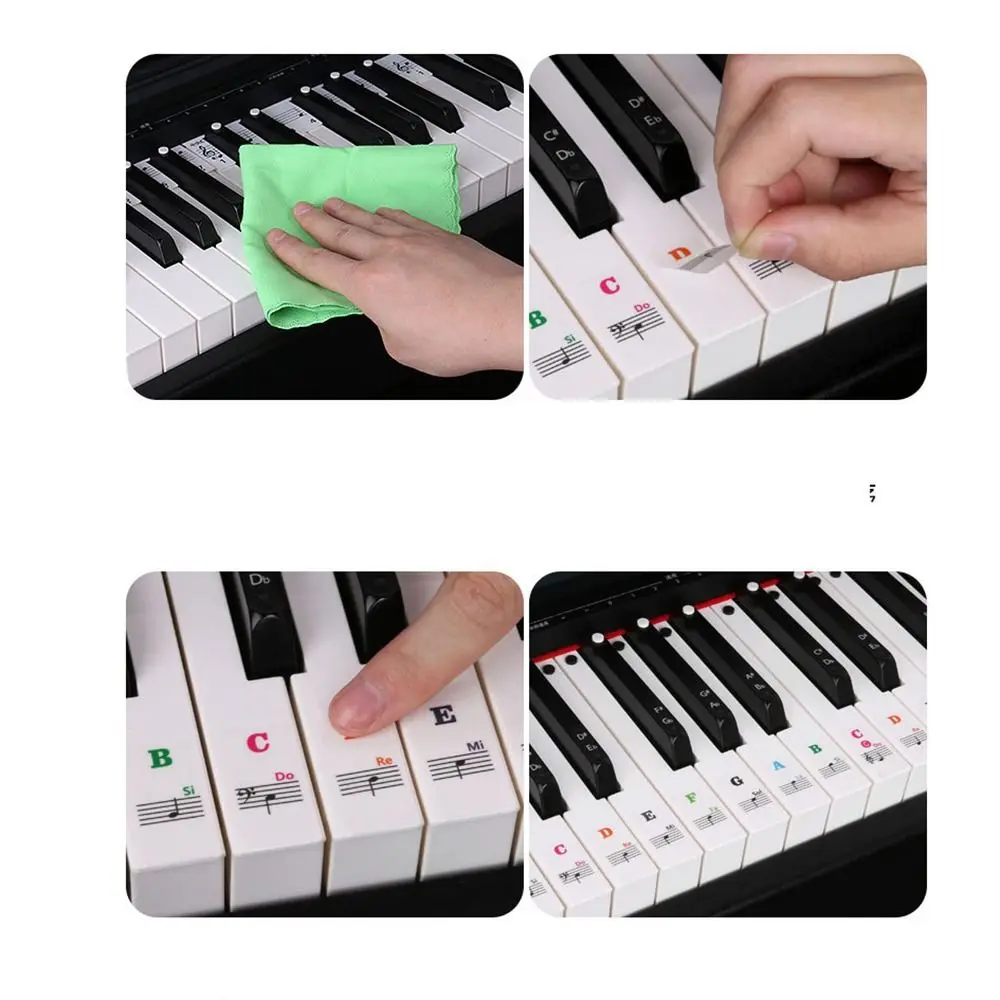 Replacement Removable Piano Training Stickers Transparent Reusable Keyboard Note Sticker Musical Supplies Piano Key Decal