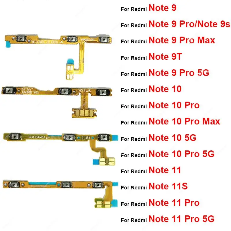 

On Off Power Button Volume Key Switch Flex Cable For Xiaomi Redmi Note 9 Pro Max Note 9s 9T 10 10S 11 Pro 4G 5G Replacement Part