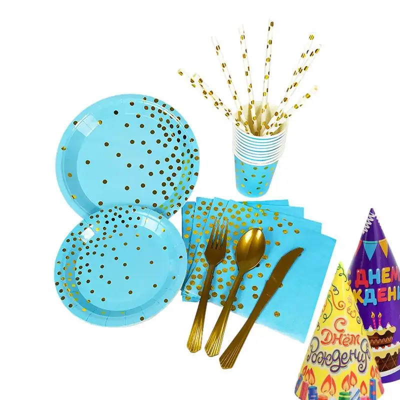 

Golden Dot Dinnerware Set Party Tableware Set Party Dinnerware Set With Gold Foil Polka Dot Pattern For Camping Party Birthday