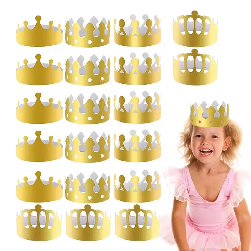 

King Crown Party Hats Creative Gold Paper Crowns Adjustable Coronation Party Hats Multifunctional Birthday Wedding Party Decor