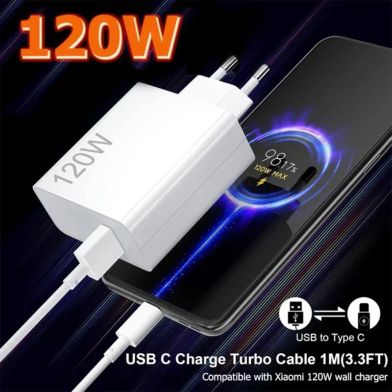 120W Fast Charging Power Adapter with 1M 6A Cable