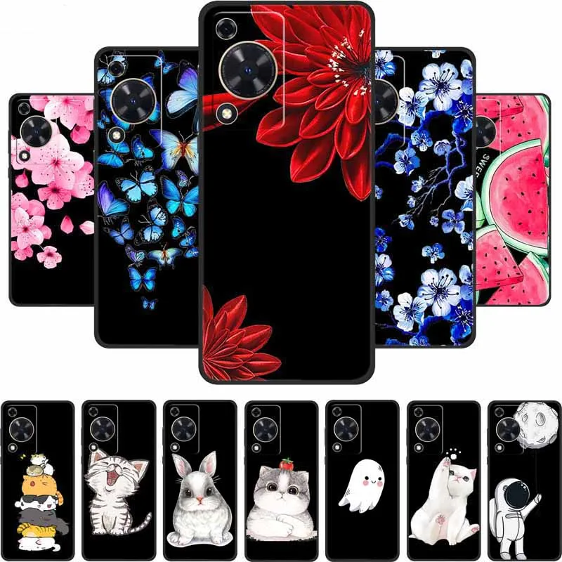 Black Silicone Soft Phone Case with Cartoon Design