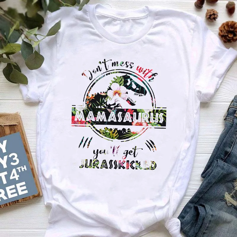 thumbnail image 1 of Camisetas con estampado de leopardo Mamasaurus de acuarela para niños, divertidas camisetas de algodón de verano con dinosaurio jurásico, ropa para niños, camisetas para bebés, 1 of 5