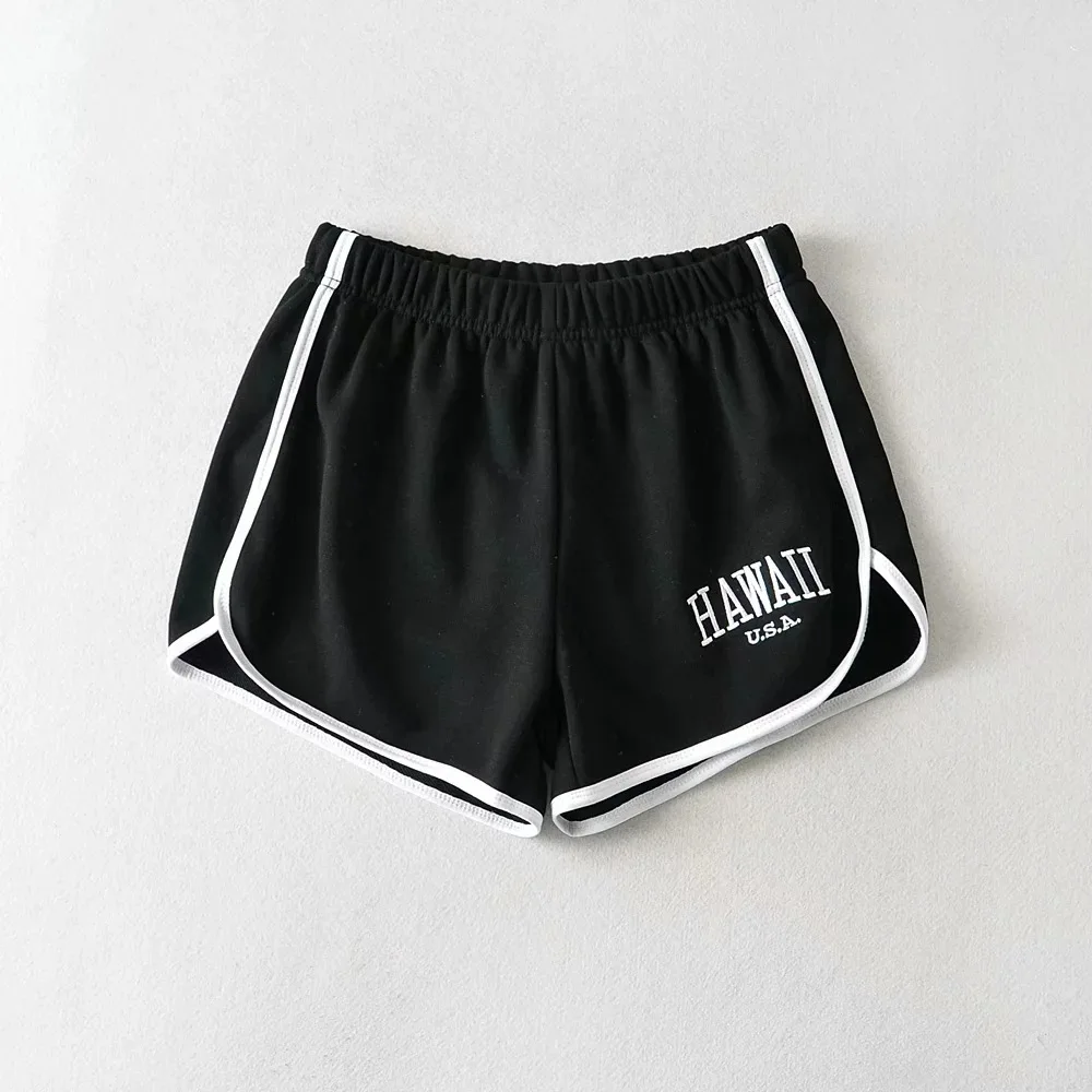Women's Embroidered Letter Runner Stretch Shorts, Girls Sports Shorts, Brandy Sweatpants, Pants, Fashion