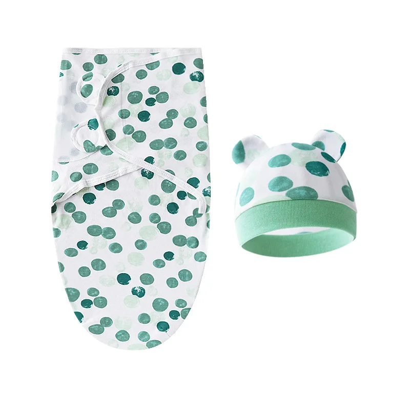Cotton Baby Swaddle Blanket Wrap Hat Set Adjustable for Infant Newborn 0-3 Month swaddle blanket,cotton swaddle,blanket hat set