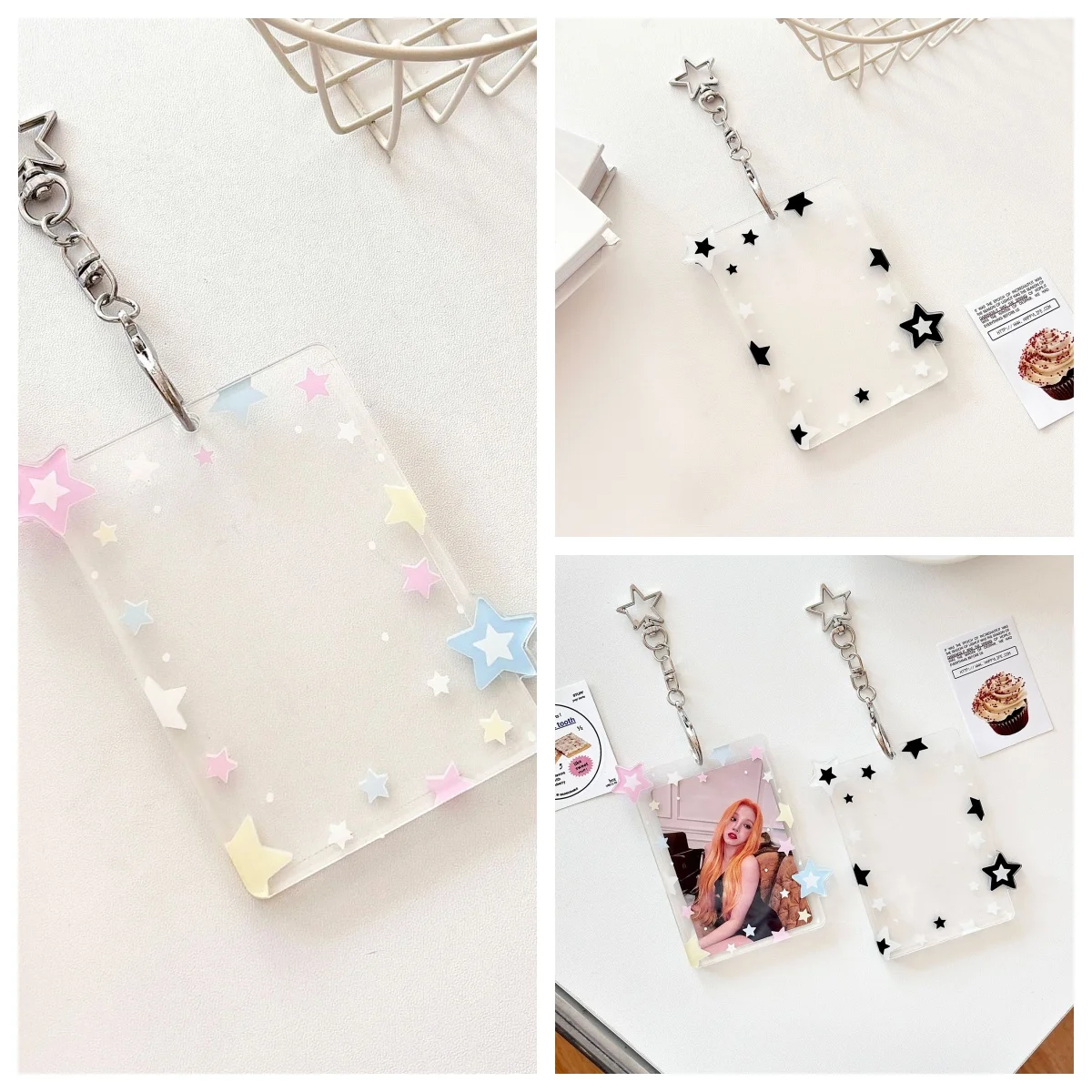 Kpop Y2k Acrylic Photocard Holder Keychain 8*10cm Credit ID Bank Card Student ID Badge Holder Girls Card Sleeves 3