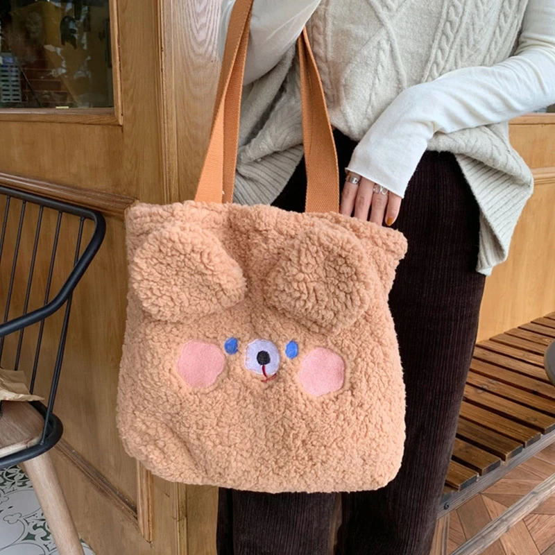 Cartoon Plush Shoulder Bag Bear Shopping Bag Rabbit Large Capacity Tote