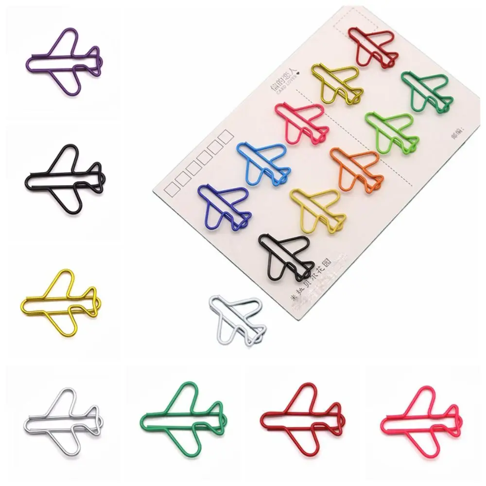10 Pieces Metal Airplane Shape Office Paper Clips