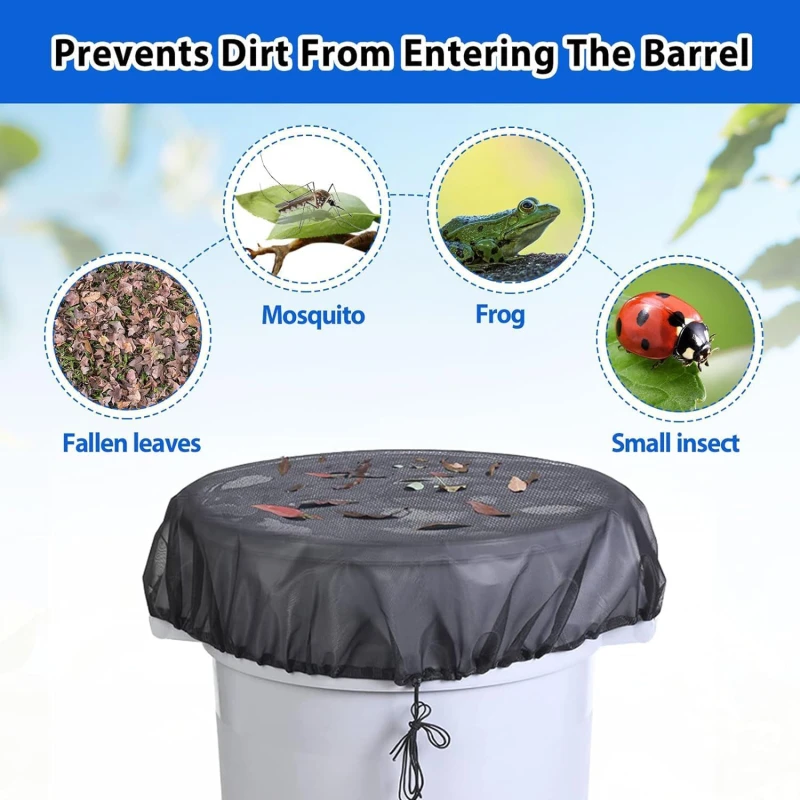 60-100cm Mesh Cover Netting for Rain Barrel Water Collection Anti-fall Leaves
