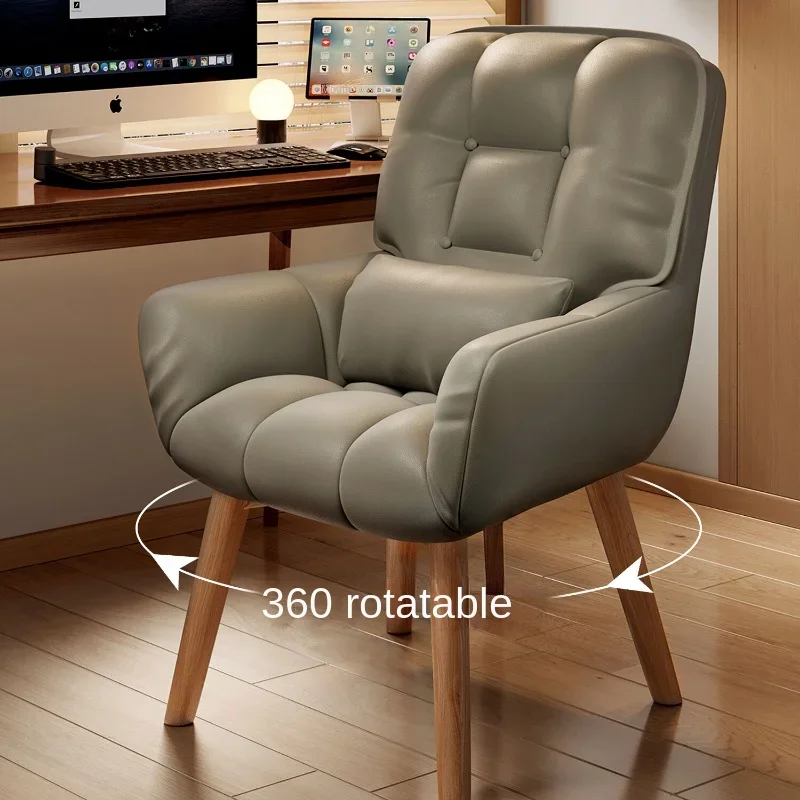 

Ergonomic Office Seat with Dual Layers - Swivel Chair for Home-comfort Computing Breathable Solid Wood Makeup Seat