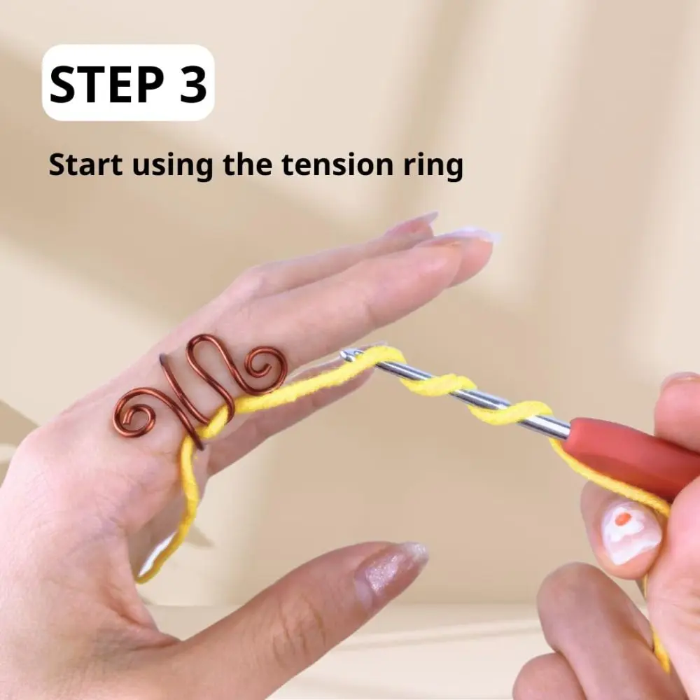 Handmade Crochet Tension Ring Adjustable Hook Ring Yarn Tension Ring For Crochet Lovers Sewing Knitting Accessories