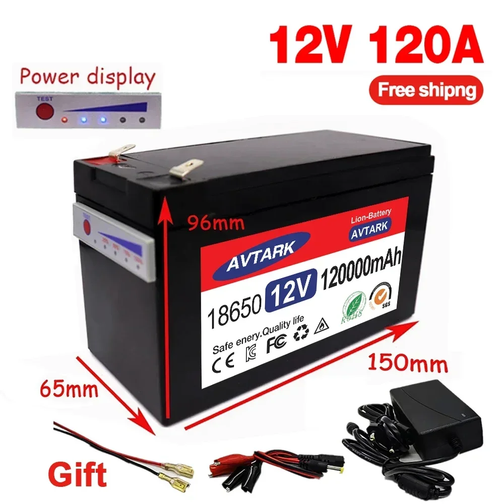 

2024 Upgraded 12V 120Ah Built-In High Current 30A BMS 18650 Lithium Battery Pack For Solar Panels Batterie electric vehicle