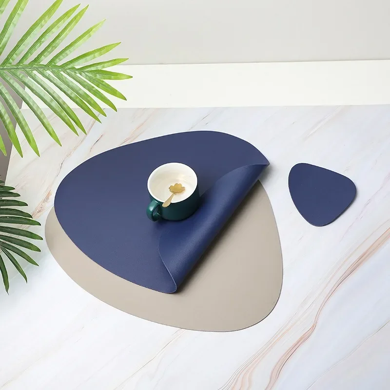 Nordic Western Placemat Double-layer Irregular Oil-proof Heat Insulation Pad Hotel Leather PU Table Mat Dinner Plate Mat&coaster