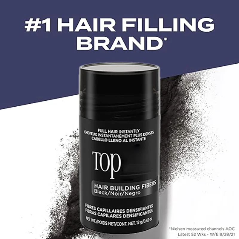 TOP -9 Colors,12g，Hair Building Fibers，Keratin Hair Fibers give theappearance of thick, full hair，Conceals hair loss