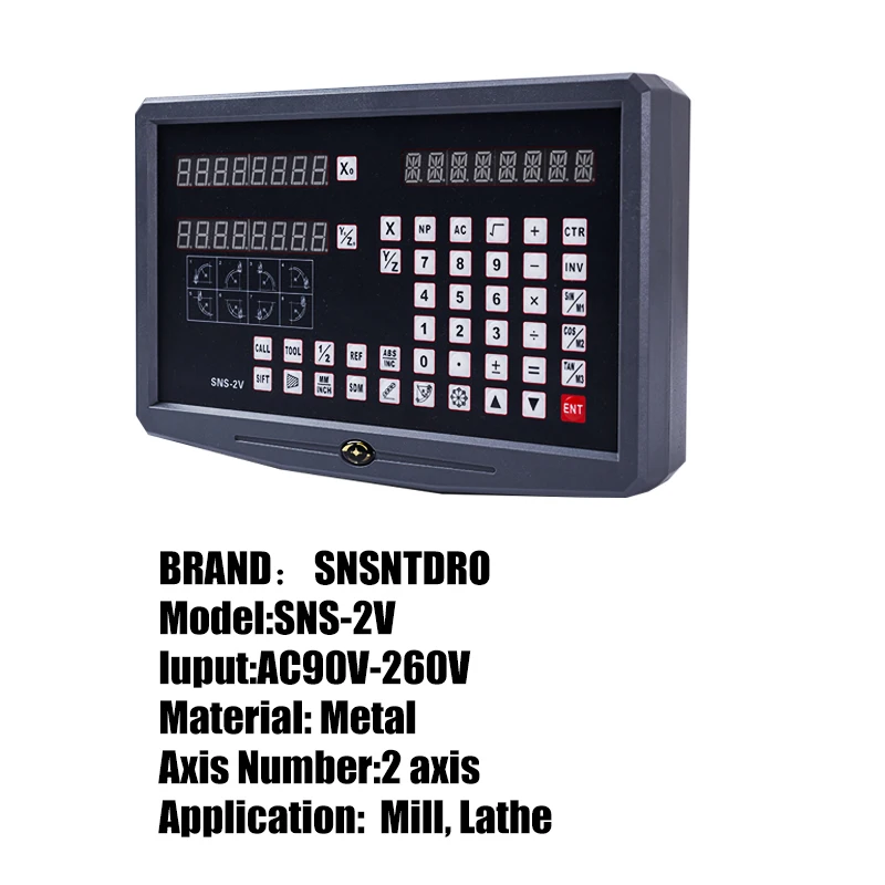SNS-2V 2축 DRO 디지털 판독 AC110V/220V 디스플레이 및 밀링 선반 기계용 0-1000mm 5/1um 선형 스케일 엔코더 2개