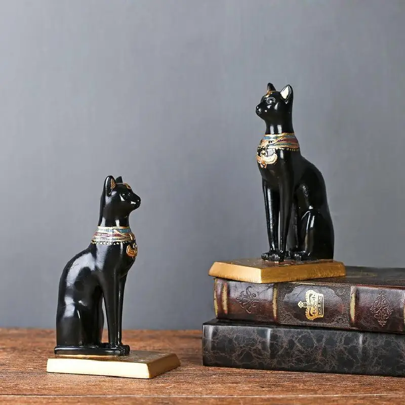 Egyptian Cat Retro Resin Decoration Bookends Vintage Stand For Books High Quality Adjustable Bookshelf New Year Gift Home Decor