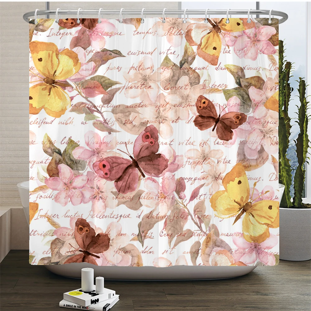 3D Flower Sunflower Plant Leaf Printed Shower Curtains Bathroom Curtain Frabic Waterproof Polyester Bathtub Screen with 12 Hooks shower curtains