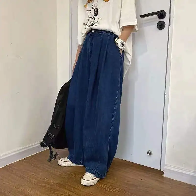 

2023 Men's Loose Wide Leg Pants Comfortable Baggy Homme Casual Pants Cargo Pocket Jeans Straight Pants Biker Denim Trousers