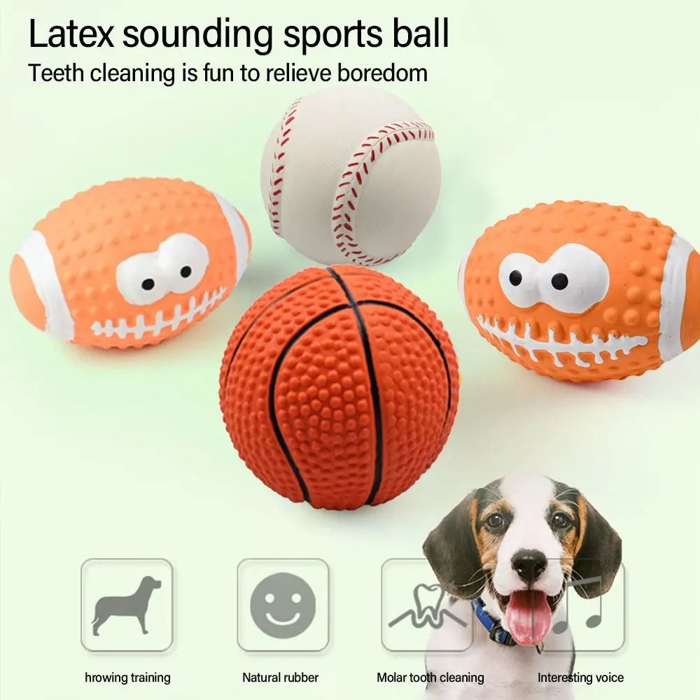 Squeaky Dog Toys Natural Latex Rubber Balls Soft Bouncy Durable for