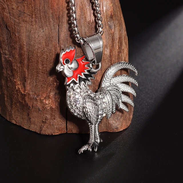 Golden Steel rooster pendant / Rooster pendant / Rooster 