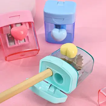 Temperino per matite per bambini, portatile, a doppio foro, accessori colorati, temperino per matite eyeliner per bambini, per la creazione artistica in classe