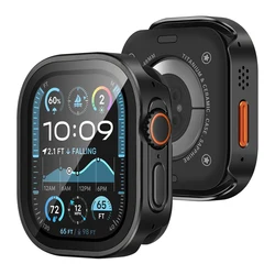 Rugged Waterproof Metal Case with HD Glass for Smartwatch Protection (Black)
