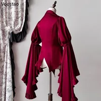 Japanese Vintage Elegant Lolita Shirt Women Victorian Gothic Flare Sleeve Blouses Female Y2k Aesthetic Casual Retro Tops Blusas 5