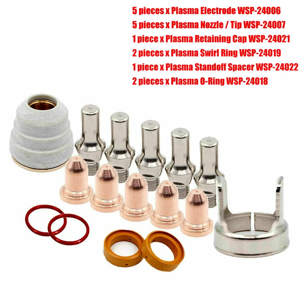 

16pcs LC25 Torch Electrode Tip Cup Ring Kit For Electric for Tomahawk 375 Plasma Electrode WSP-24006 Welding Plasma Torch Nozzle