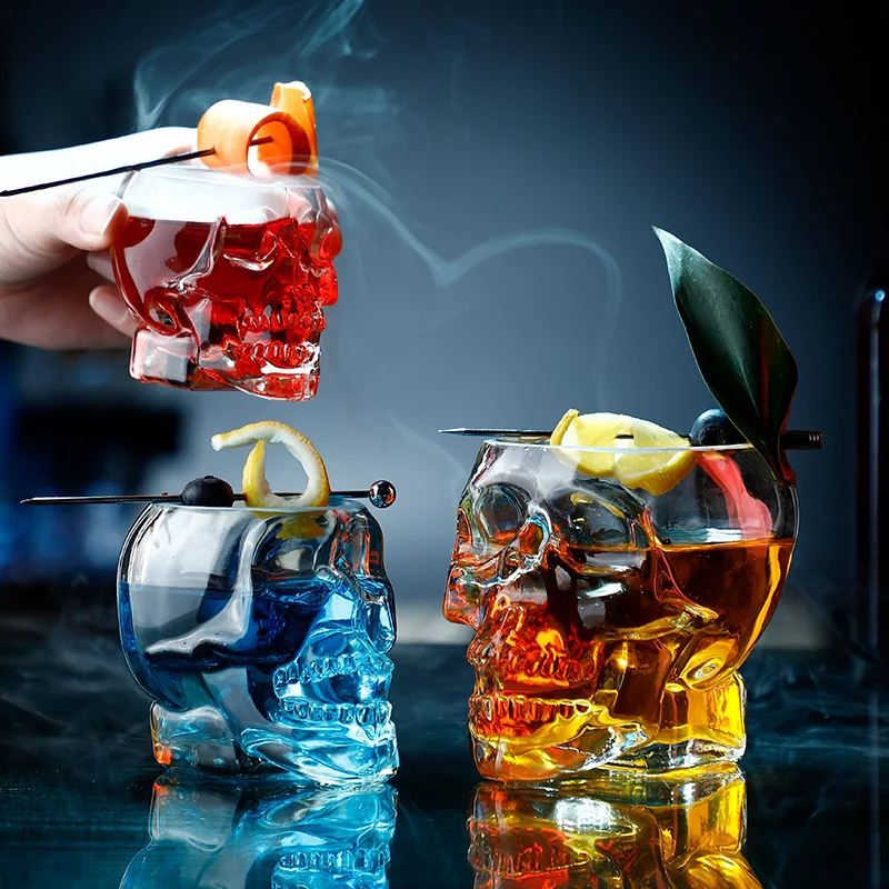 Creativehomeglasscocktailglassskullcupwhiskeyspirits