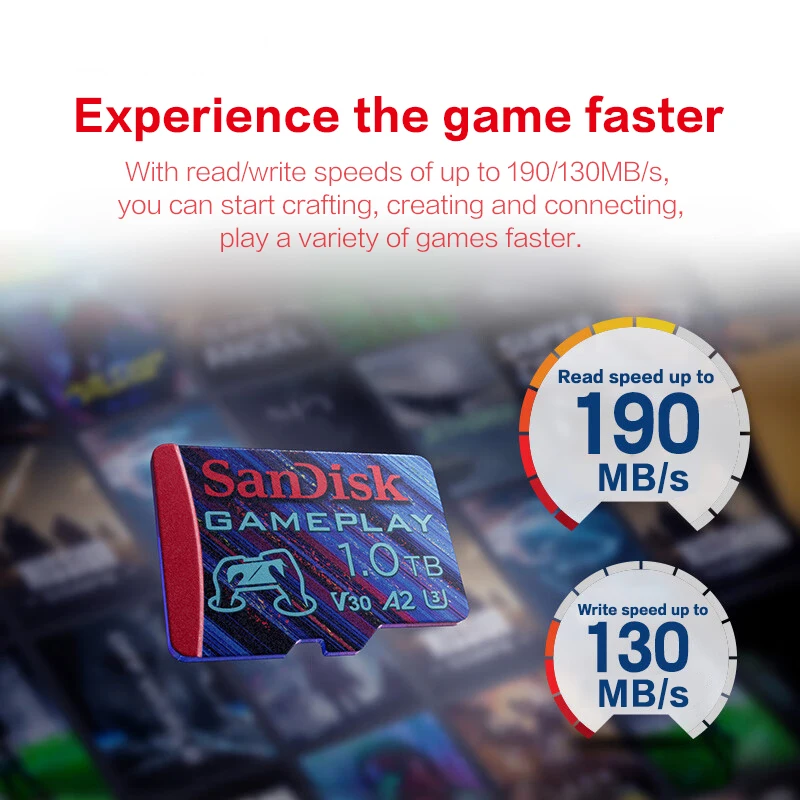 100%  SanDisk ޸ ī, V30, 256GB, 512GB, 1TB б ӵ, ִ 190 MB/s ÷ ũ SD ī, A2 U3 UHS-I TF ī