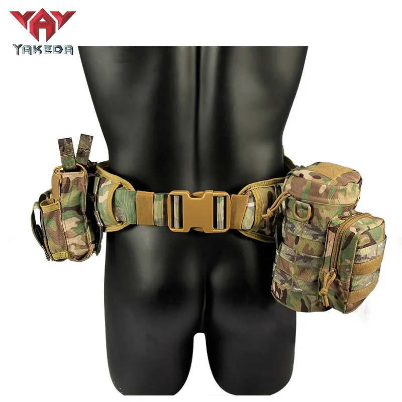 YAKEDA 6 in 1 Tactics Waistband Gadget Pouch Waist Bag Adjustable MOLLE Detachable Storage Accessories Package Hunting Belt