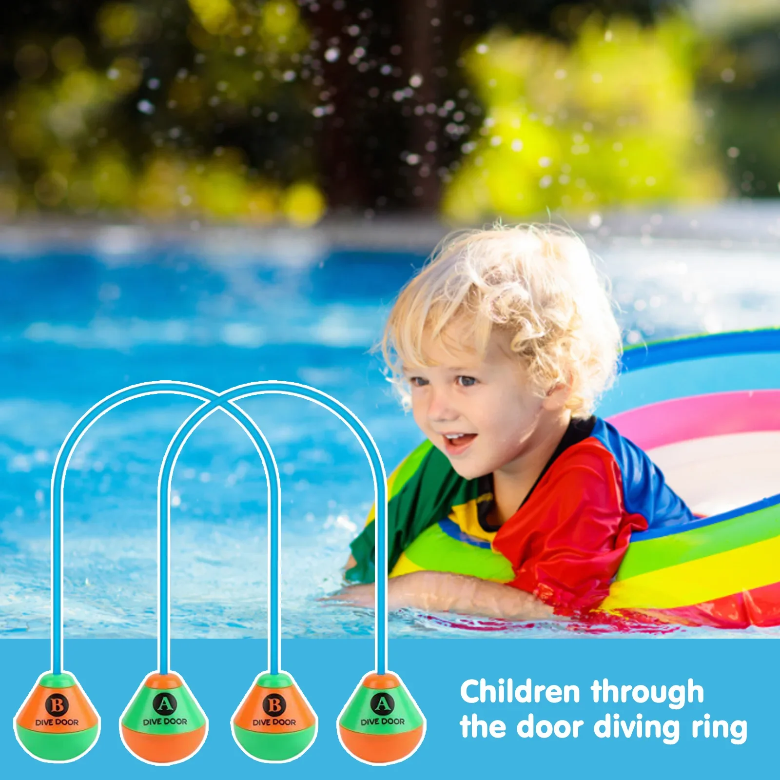 2/4PCS Through Door Diving Ring Funny Swimming Game Aids Dive Door Reusable Dive Swim Through Door Adults Kids Pool Water
