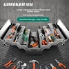 Heavy Duty Stainless Steel Toolbox with 3-Layer Folding and Carrying Handle - Industrial Grade for Home and Car 3