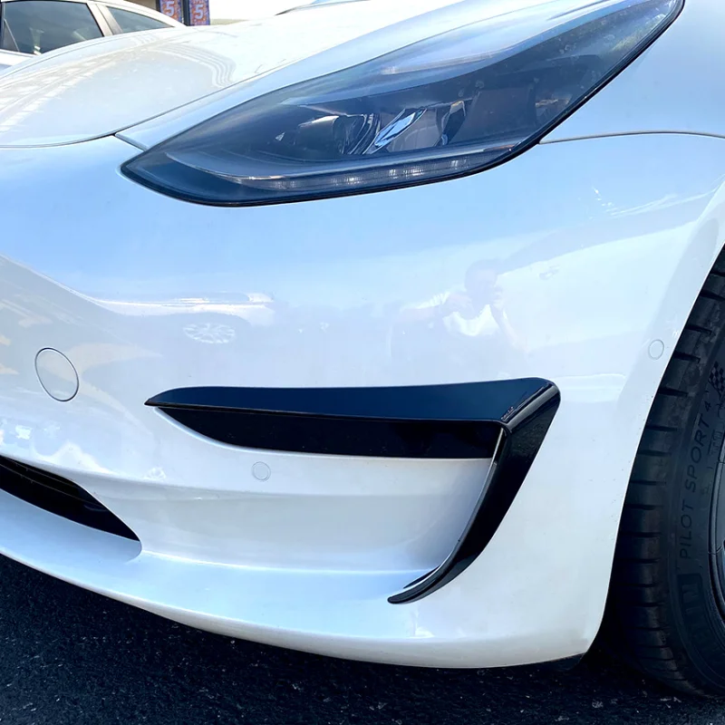 Front Bumper Cover Wind Knife for Tesla Model 3 Y ABS Glossy Black Fog Lamp Trim