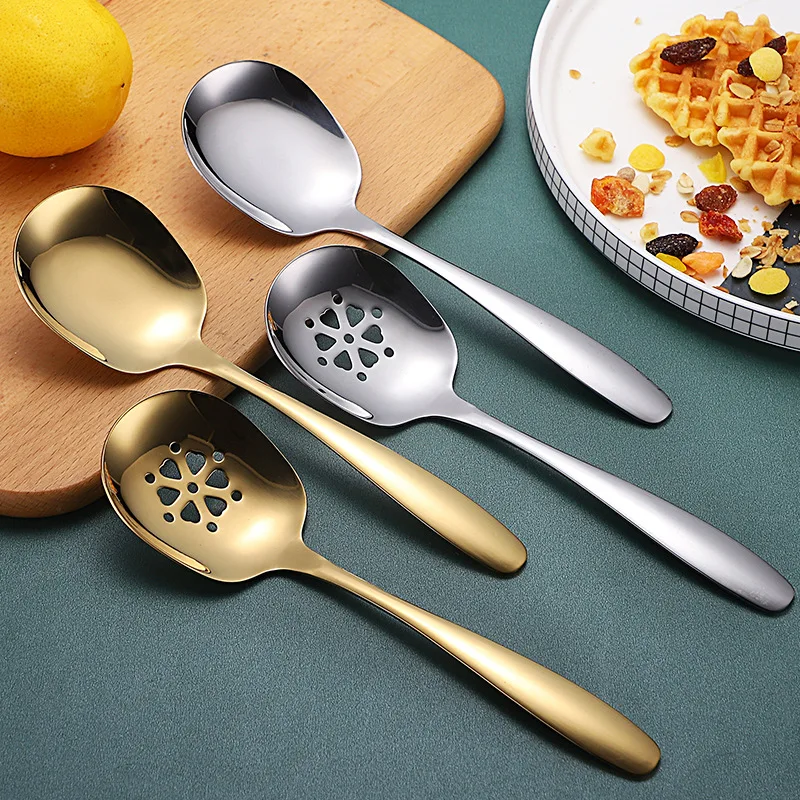 

4PCS Stainless Steel Public Spoon Buffet Large Spoon Multi-purpose Soup Spoon Hotel Supplies Service Spoon