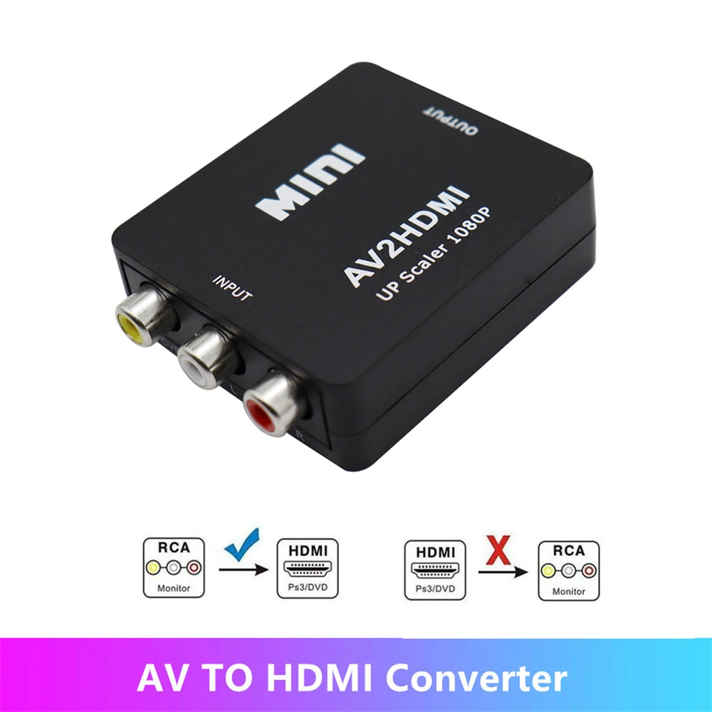 AV2HDMI-compatible 3RCA AV CVSB L R -HDMI ȣȯ AV Ϸ , HD   ڽ, 1080P NTSC PAL 