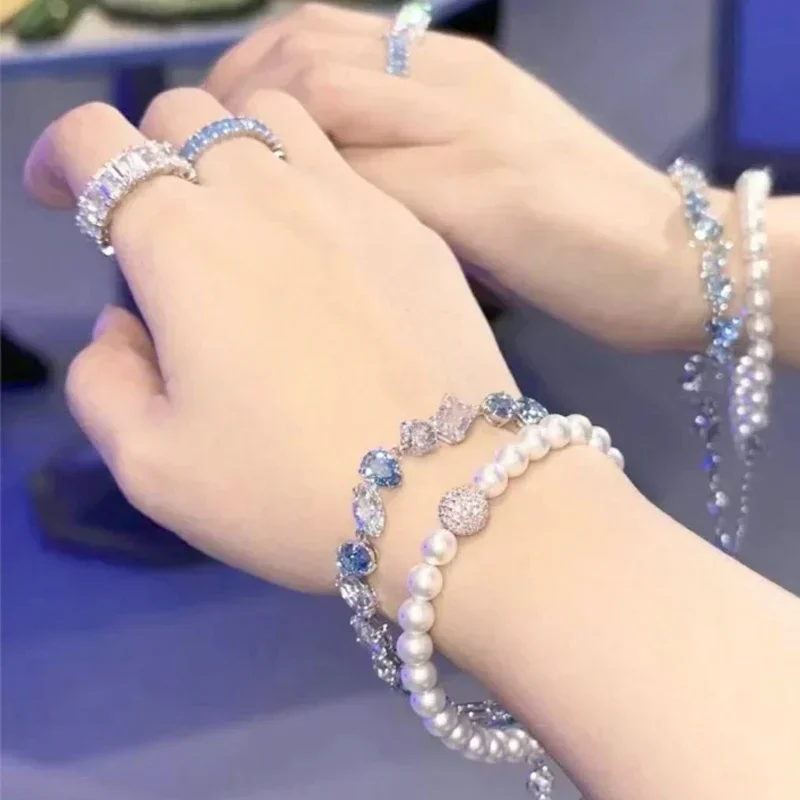 

Высококачественный оригинальный логотип серии Gema Millenia, набор женских ювелирных изделий, синий набор, кристально чистый, благородный, элегантный