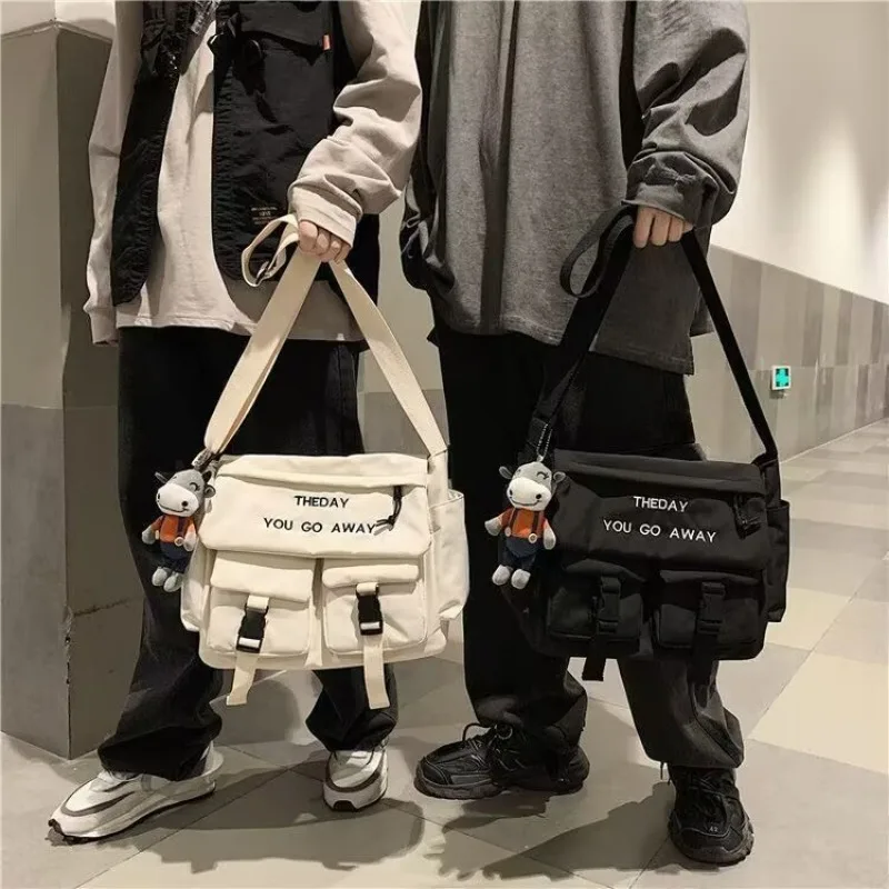 Instagram Large Capacity Bag Hong Kong Style Neutral Art Street Shooting Single Shoulder Postman Bag Male Student Crossbody Bag