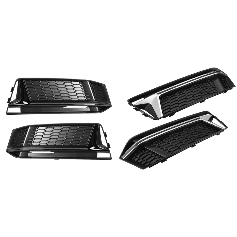 

Car Front Fog Light Grill Grille Lamp Cover Honeycomb Hex For - A4 B9 S-Line S4 2016-2018 8W0807681K 8W0807682K