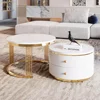 Modern 27.6-inch nested coffee table 2-piece set, circular coffee table with 2 drawers 5