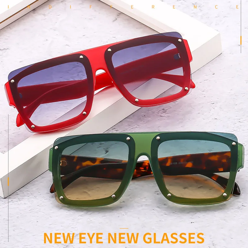 

Summer Fashon Accessories Luxury Square Large Frame Casual Temperament Sunglasses Colored Lenses Trendy Decorative Sunglasses