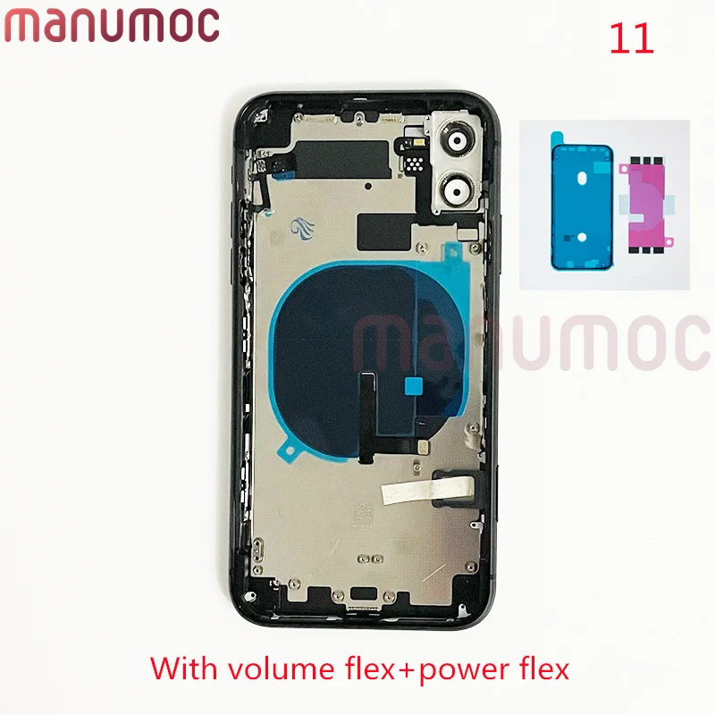 

Rear Door Chassis For iPhone 11 Back Housing Battery Cover with Middle Frame Sim Tray With Volume Power Flex Preinstalled