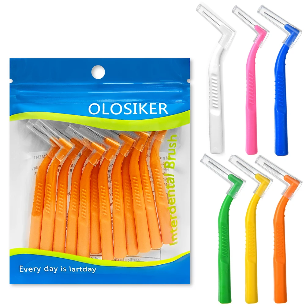 12 interdental brushes L-shaped oblique angles form human cleaning interdental brush cleaning braces Children's orthodontic brac