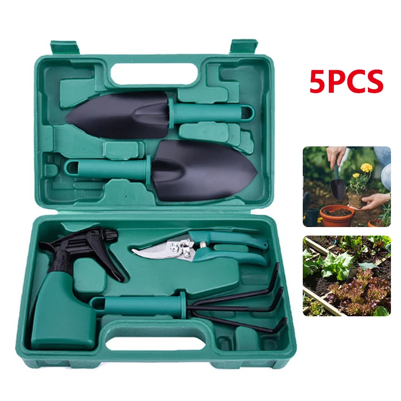 5Pcs/set Garden Tools Anti-Rust Lightweight Tool Combination Gardening Supplies Garden Tool Kit for Clipping Weeding Digging