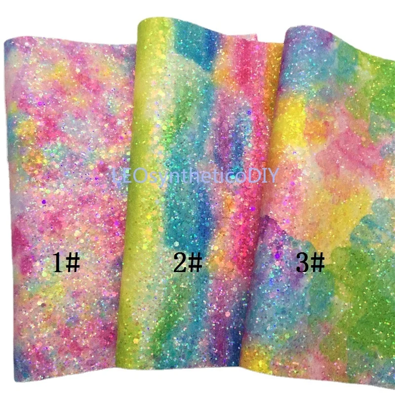 30x134cm Mini Roll Rainbow Chunky Glitter Vinyl Fabric Sheet Felt